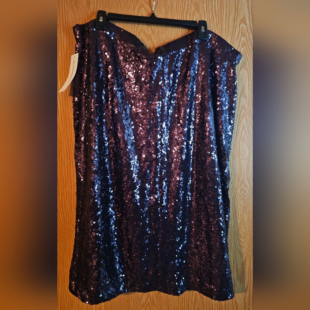 Liz Claiborne Purple Sequin Midi Pencil Skirt 2X